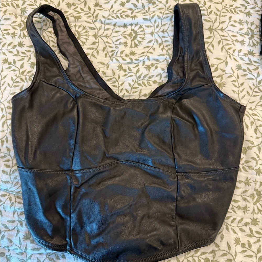 Colsie Black Mesh Detail Top